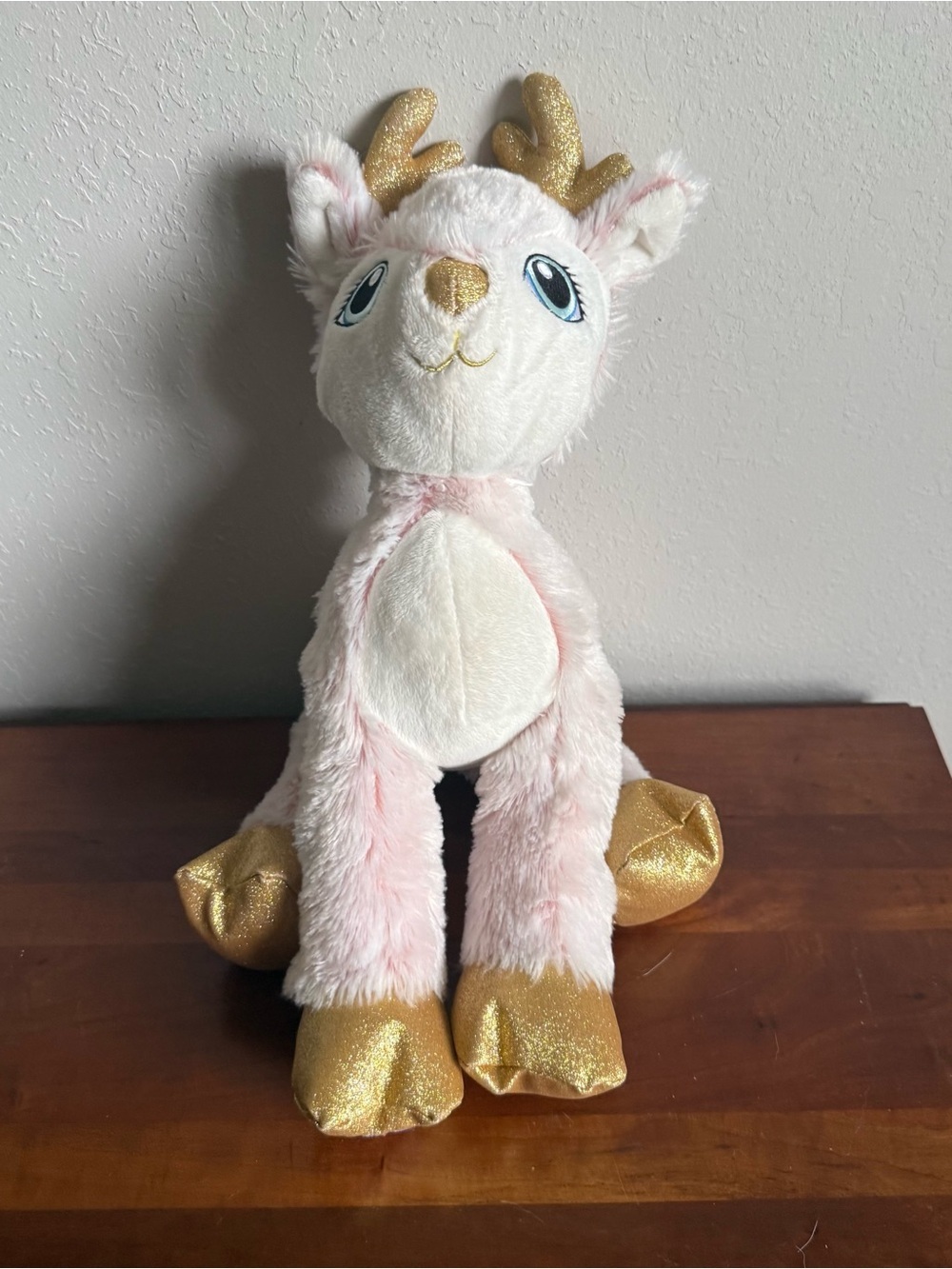 Kids Pink Build A Bear Reindeer Plush Stuffie Stuffed Cozy Soft Stuffed Animal